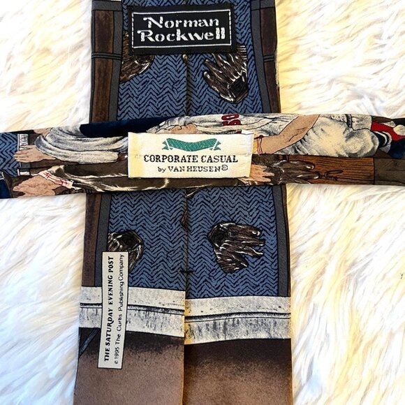 Vintage 1995 Norman Rockwell‎ Saturday Evening Post Boston Red Sox Silk Necktie - Picture 3 of 7